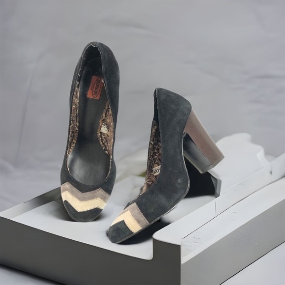Missoni Brown Suede Chevron Heels Sz 7 Women’s - Picture 1 of 7